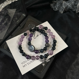 蓝虎眼紫水晶海蓝宝魔盒手链女ins小众设计高级感闺蜜学生礼物