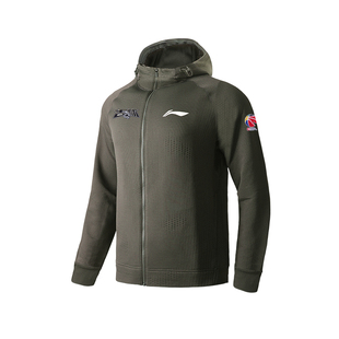 李宁CBA赛季 卫衣AWDUG59 吉林队球员出场服舒适拉链连帽休闲开衫