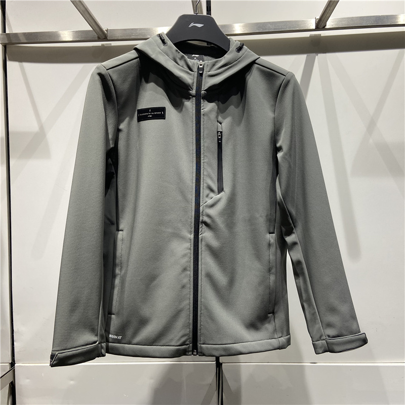 李宁2025冬季新款运动风衣男子健身加绒防风开衫连帽外套 AFDSA03