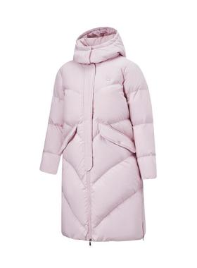 李宁长款羽绒服2024冬新款女子时尚潮流宽松连帽保暖外套 AYMT116