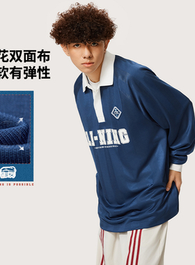 李宁运动生活系列男子长袖POLO衫时尚复古宽松运动长袖T恤APLU169