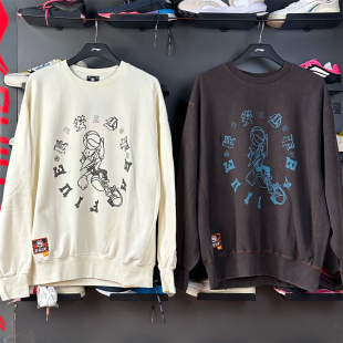 李宁男子秋冬季反伍长安少年宽松圆领套头无帽磨毛卫衣 AWDSG49