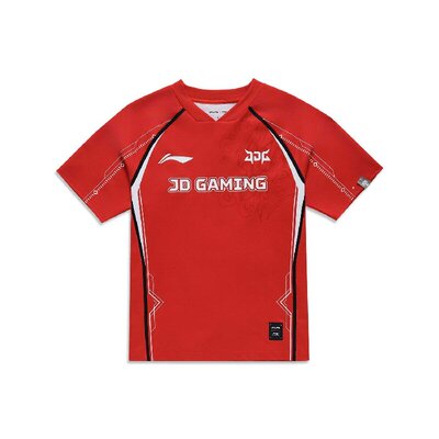 李宁LPL赛季JDG战队炫彩队服短袖T恤男女方潮流V领运动服ATSU685