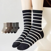 长筒美拉德复古条纹堆堆袜 冬季 条纹袜子女秋款 打底中筒袜潮网红款