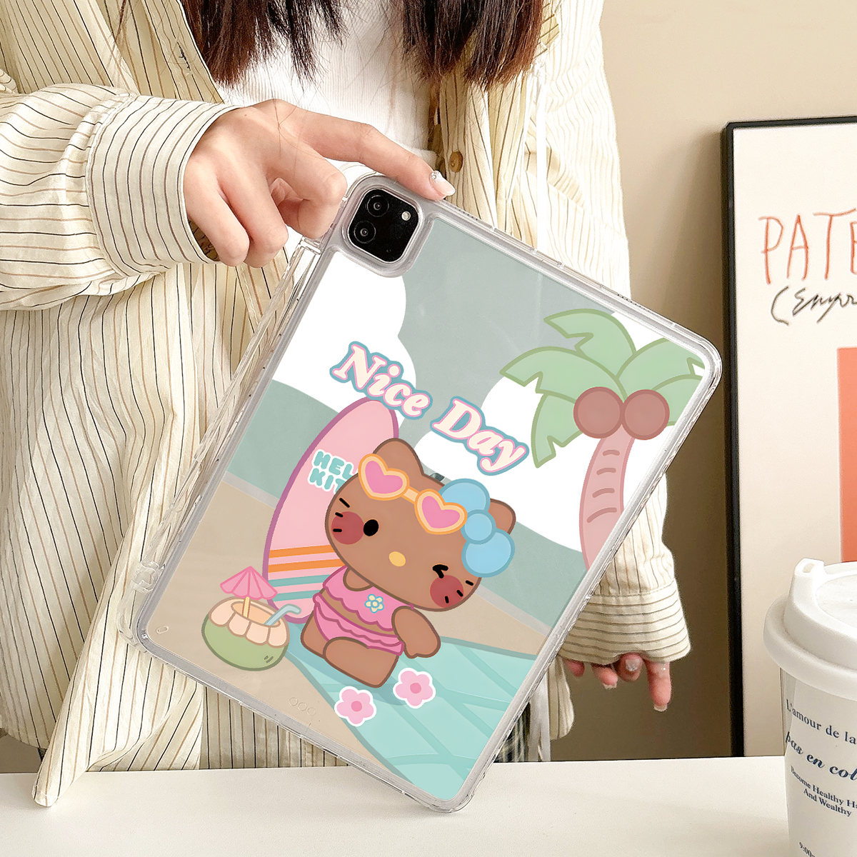 超创意透明|适用2025无盖ipad11A16保护壳第10代凯蒂猫air45带笔槽mini67平板10.2寸单面pro11/12.9亚克力9.7