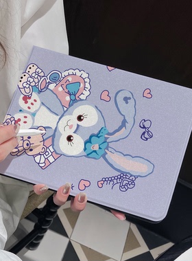 超创意书本式适用2025ipad11a16平板保护套第10代2021款9代10.2寸air45翻盖mini7紫兔子pro11Air11软壳9.7air