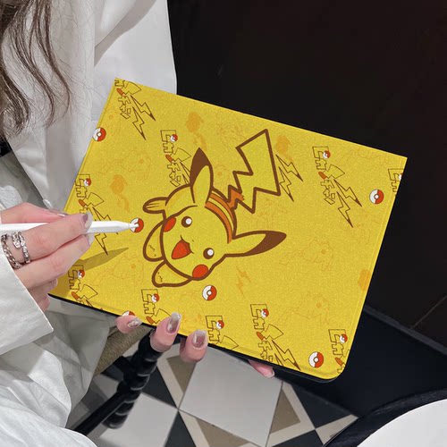 超创意书本式适用硅胶ipadpro11保护壳套2022第10代11代A16软壳air45翻盖蚕丝纹mini67皮卡丘8/9代10.2寸9.7
