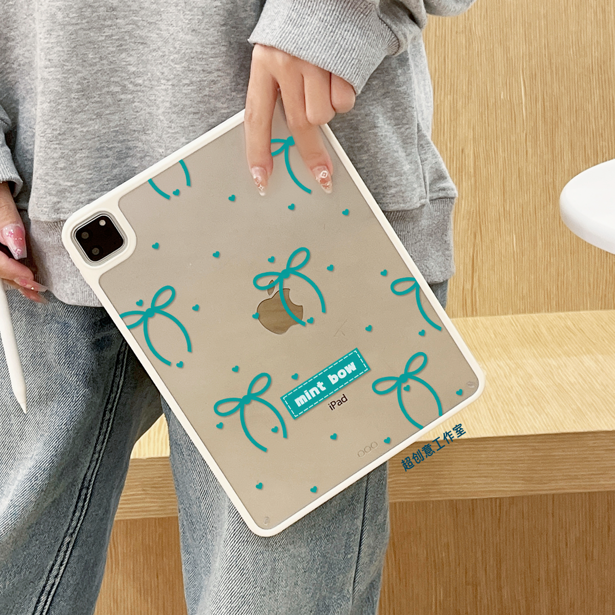 超创意适用9代无盖ipad11保护壳10代10.9蝴蝶结10.2寸亚克力air45mini76硬后壳13寸pro11/12.9磁吸2018款9.7