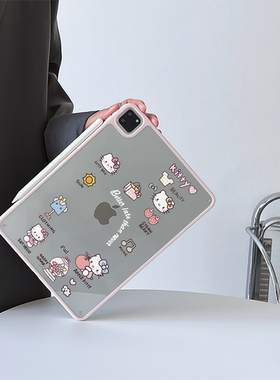 超创意适用无盖ipad11a16保护壳10代亚克力air45全包mini67磁吸笔槽10.2寸凯蒂猫pro11Air11硬后壳9.7平板套