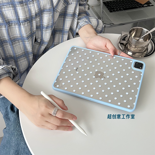 超创意适用无盖ipad11a16保护壳第10代简约波点9代10.2寸亚克力air45磁吸笔槽mini6平板pro11Air11硬壳5代9.7