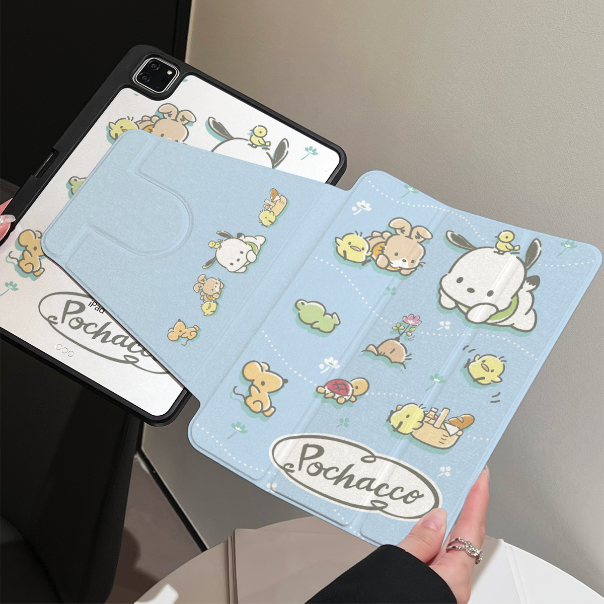 超创意【360旋转】适用ipad11a16平板保护套pro11笔槽2021款10.2寸小狗帕恰第10代10.9亚克力air45三折mini67