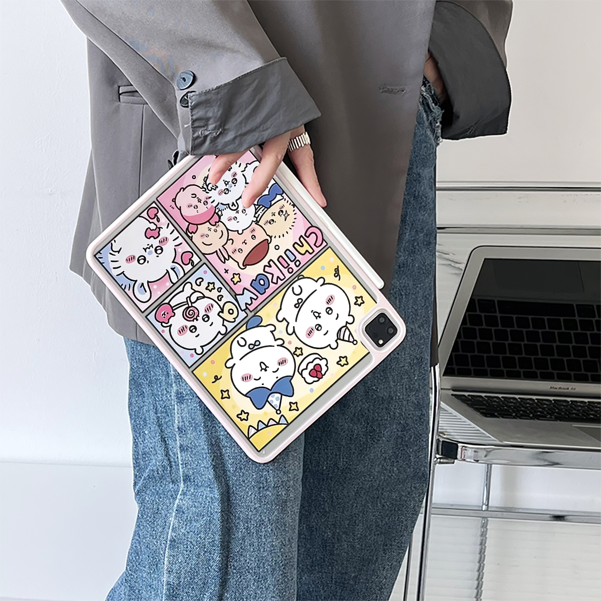 超创意适用无盖ipad11a16保护壳第10代亚克力air45全包mini67磁吸笔槽10.2寸可爱吉伊pro11硬后壳9.7寸平板套