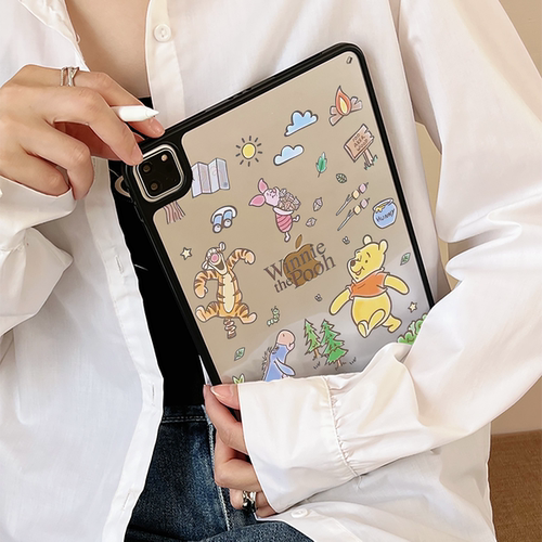 超创意适用无盖ipad11A16保护壳10代亚克力air45全包mini67磁吸笔槽10.2寸可爱小熊pro11/12.9硬壳9.7平板套