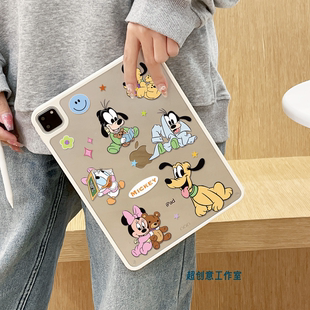 超创意适用无盖ipad10保护壳11代a16卡通ins小狗9代10.2寸女pro11Air11个性 air45平板mini67磁吸笔槽9.7硬壳