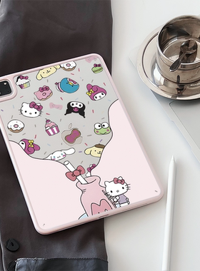 超创意适用9代无盖ipad11a16保护壳10代亚克力air45全包mini67磁吸笔槽10.2寸凯蒂猫pro11/12.9硬壳9.7平板套