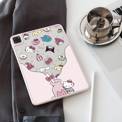 超创意适用9代无盖ipad11a16保护壳10代亚克力air45全包mini67磁吸笔槽10.2寸凯蒂猫pro11/12.9硬壳9.7平板套