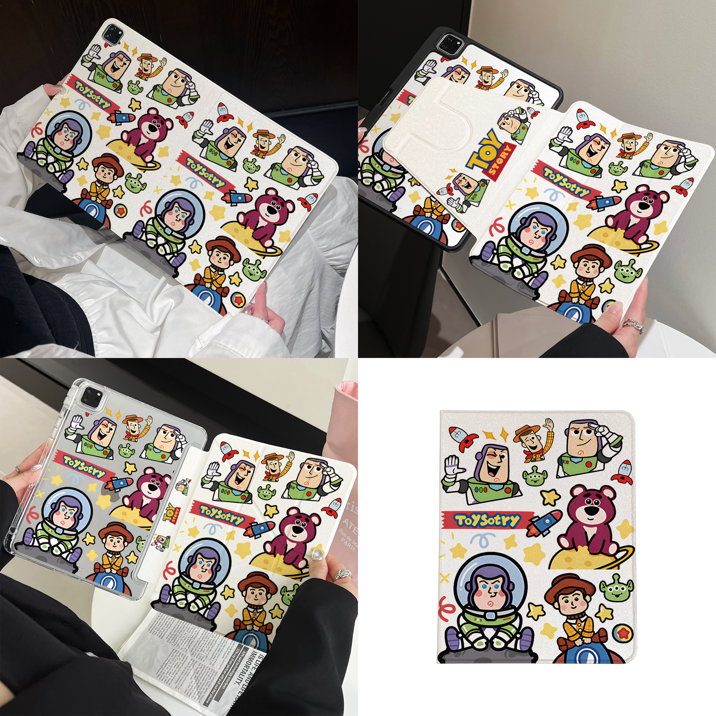 超创意适用ipad11A16保护套10代10.9书本式pro11/12.9笔槽720旋转9代10.2寸air45玩具总动员mini67透明y折9.7