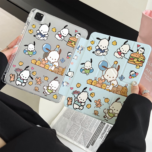超创意三+y折适用iPad11A16平板保护套第10代Air11小狗图案air45笔槽9代10.2寸亚克力mini7透明Pro11横竖支撑