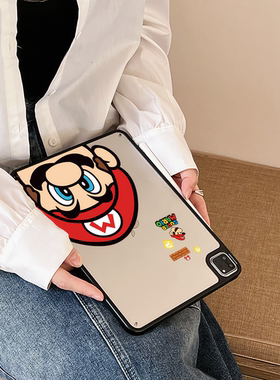 超创意适用无盖ipad11a16保护壳第10代亚克力air45全包mini67磁吸笔槽10.2寸马里奥pro11/12.9硬壳9.7平板套