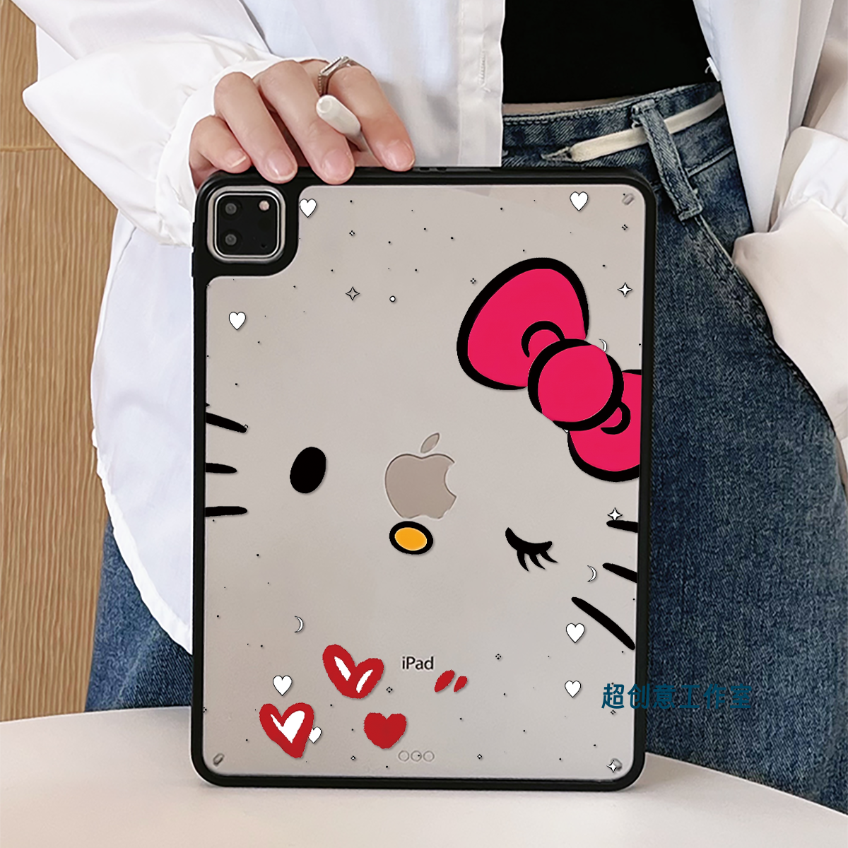 超创意适用9代无盖ipad11A16保护壳10代10.9凯蒂猫10.2寸亚克力air45mini76硬壳pro11/12.9磁吸笔槽2018款9.7