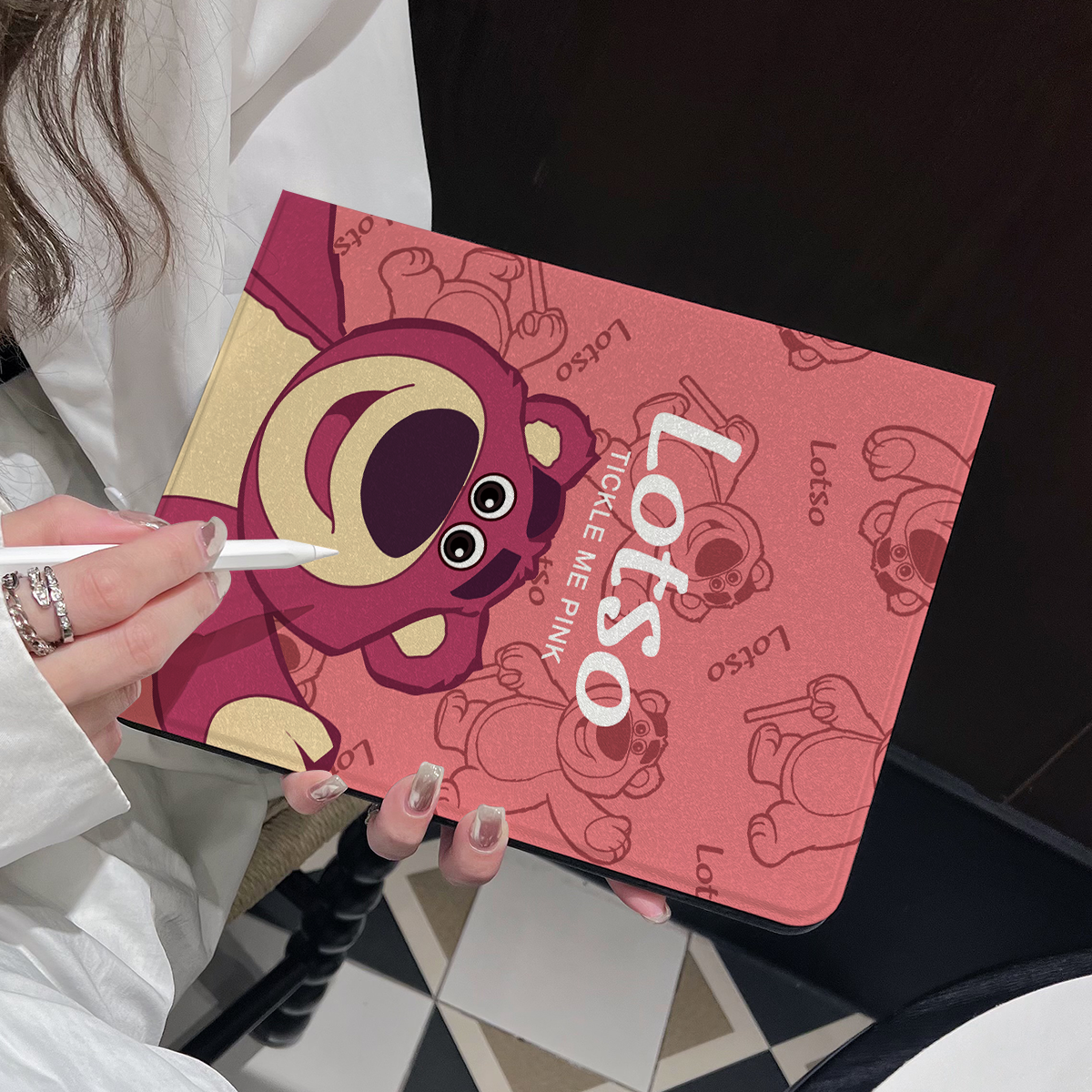 超创意书本式适用ipad11a16平板保护套10.9第10代2021款10.2寸air45翻盖mini67草莓甜酷熊pro11Air11软壳9.7