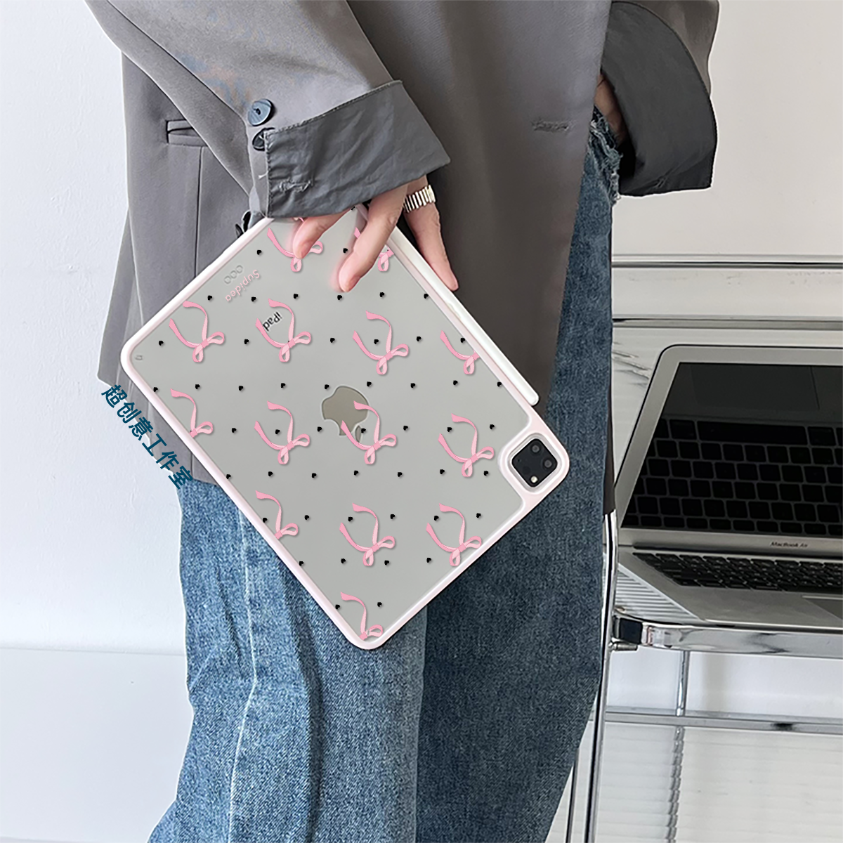 超创意适用9代无盖ipad11保护壳10代10.9蝴蝶结10.2寸亚克力air45mini76硬后壳13寸pro11/12.9磁吸2018款9.7