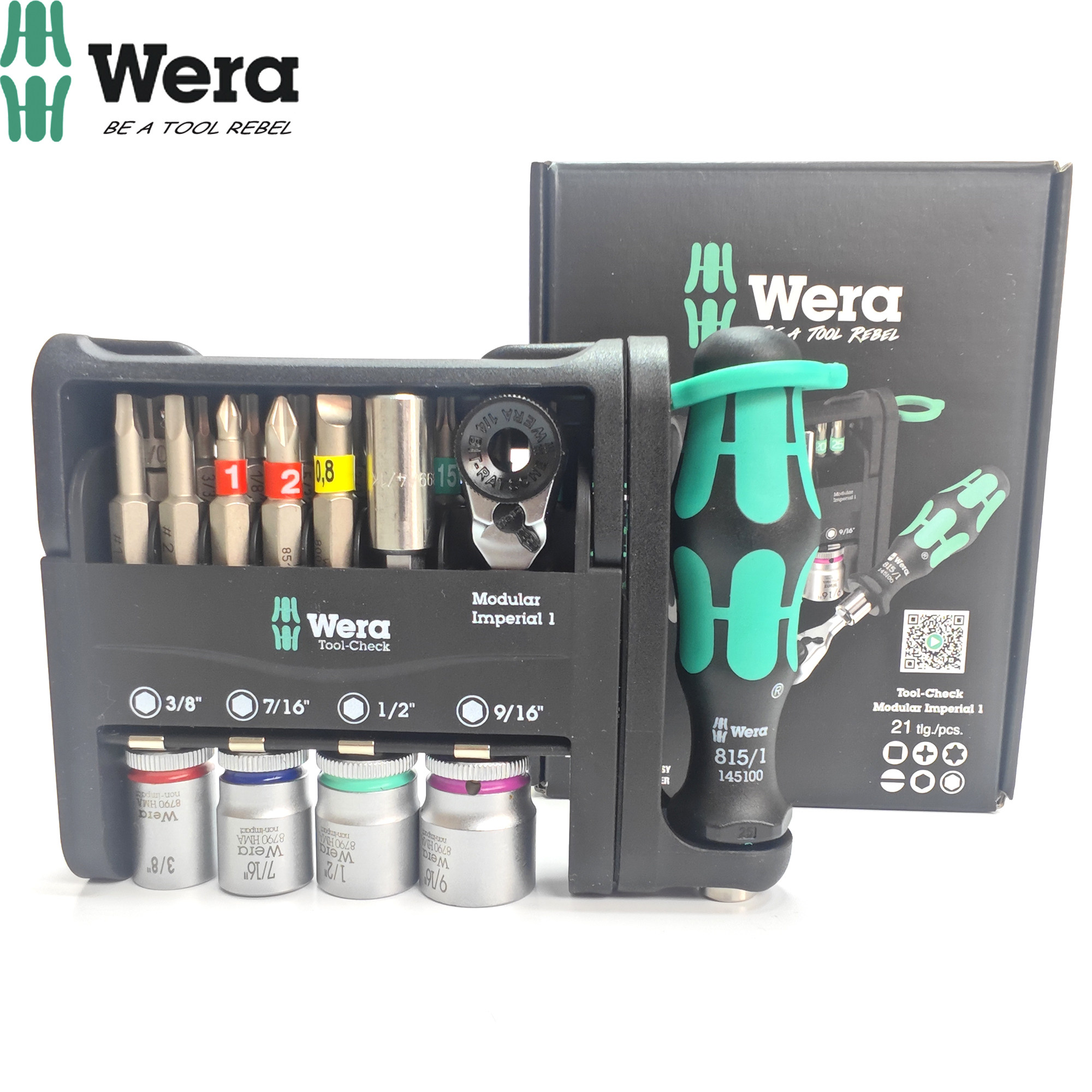 WERA棘轮螺丝刀柄带英制套筒套装