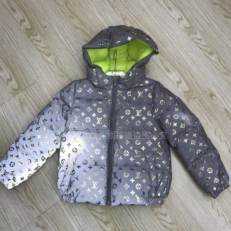 童装羽绒服男童女童加厚连帽白鸭绒金色儿童幼童小童宝宝短款外套