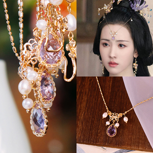 长月烬明同款古风头饰cos叶冰裳汉服发饰额饰项链