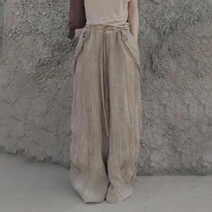抽绳亚麻裤 长裤 宽松阔腿裤 休闲裤 InchLim 卡其背带裤 松弛感拉满