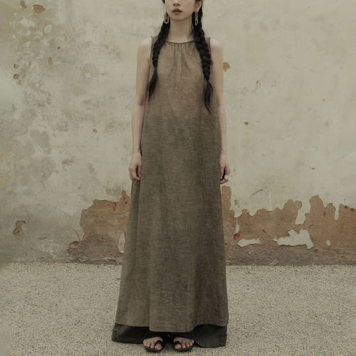 无袖连衣裙超薄叠穿长裙