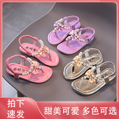新款 公主鞋 时尚 小公主透气夹趾儿童女夏季 宝宝中大童 韩版 女童凉鞋