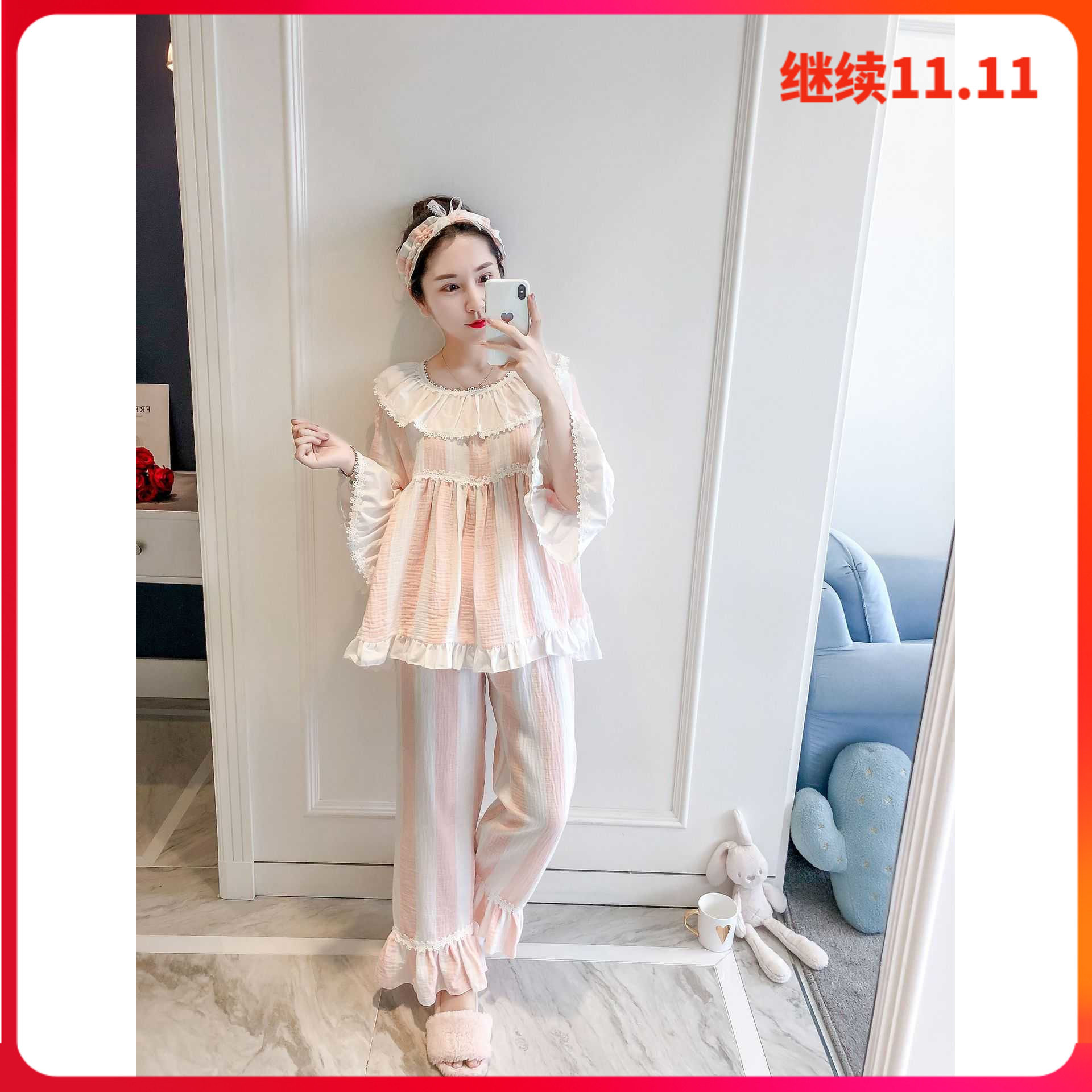 睡衣女春秋冬纯棉甜美可爱复古公主风睡衣长袖夏薄款少女仙气睡衣