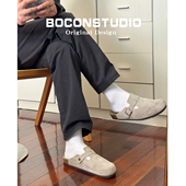 勃肯工作室 男款 勃肯鞋 女2025新款 厚底钓鱼真皮博肯半拖鞋 鞋 子