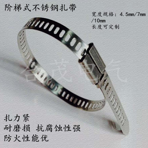 卡扣式304不锈钢船用 阶梯式扎带电缆捆绑扎带7*250mm 100根/包