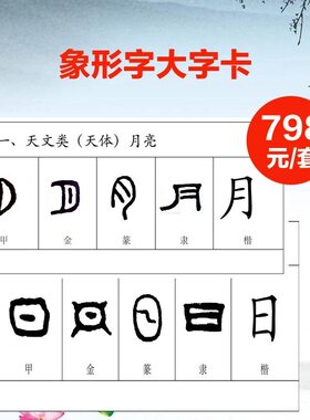汉字宫象形字大字卡字理故事汉字演变 儿童早教认字识字教具