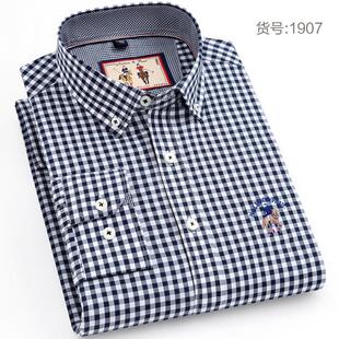 休闲衬衣 保罗男士 纯棉薄格长袖 格子衬衫 1908 1907
