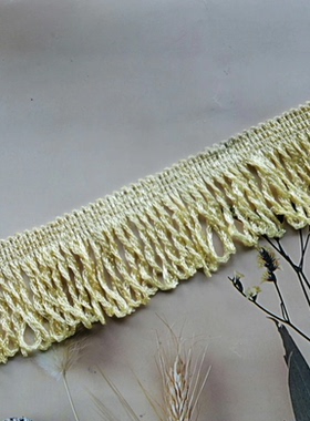 5cm浅黄色窗帘花边流苏麻花穗沙发桌布靠垫锦旗全店满20元包邮