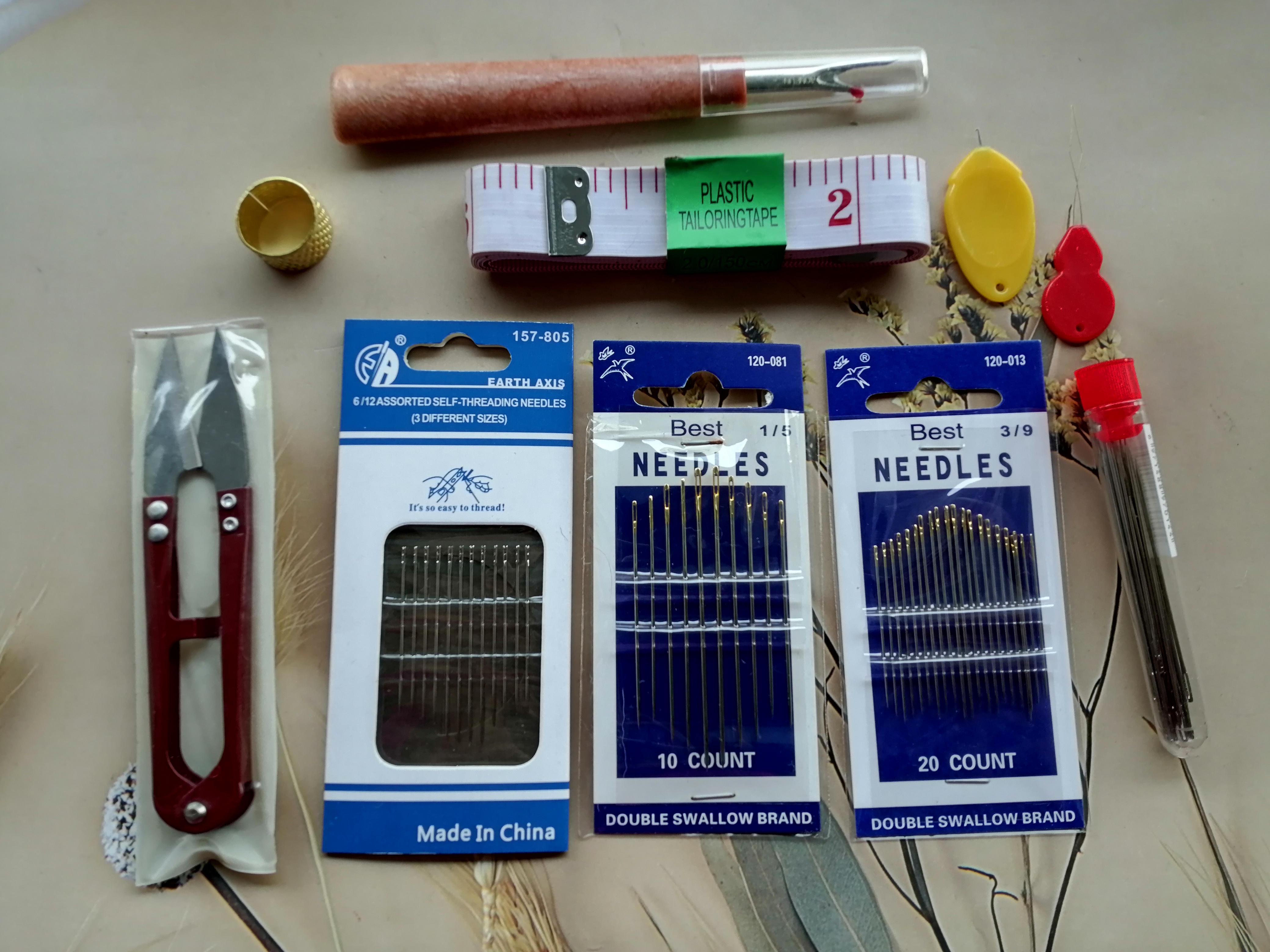 缝纫常用工具拆线刀纱剪穿线针器缝衣被子针免穿针盲针顶针软尺