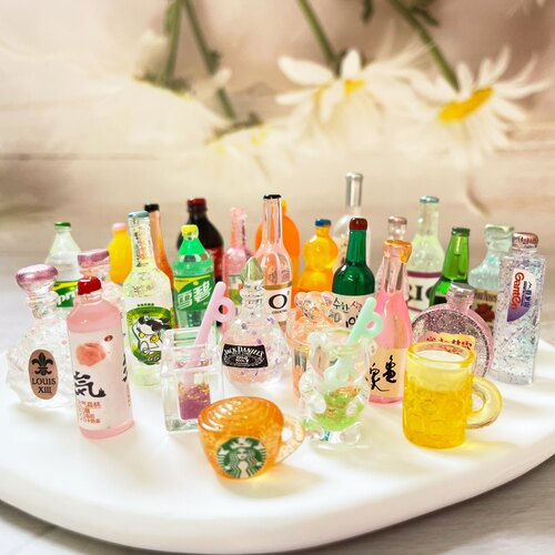 微缩食玩网红迷你小超市玩具仿真小酒瓶子饮料树脂配件手工创意