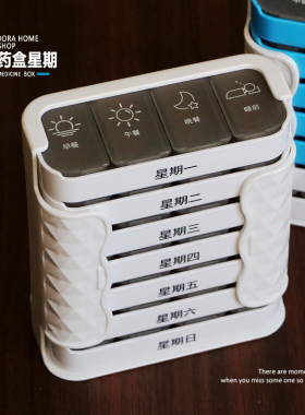药盒7天大容量分装便携带老人星期一周七天装早中晚提醒分药盒子
