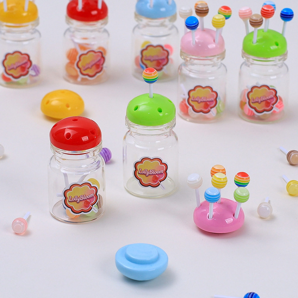 彩虹棒棒糖罐创意手工diy玻璃饰品配件娃娃屋树脂小配件材料礼物