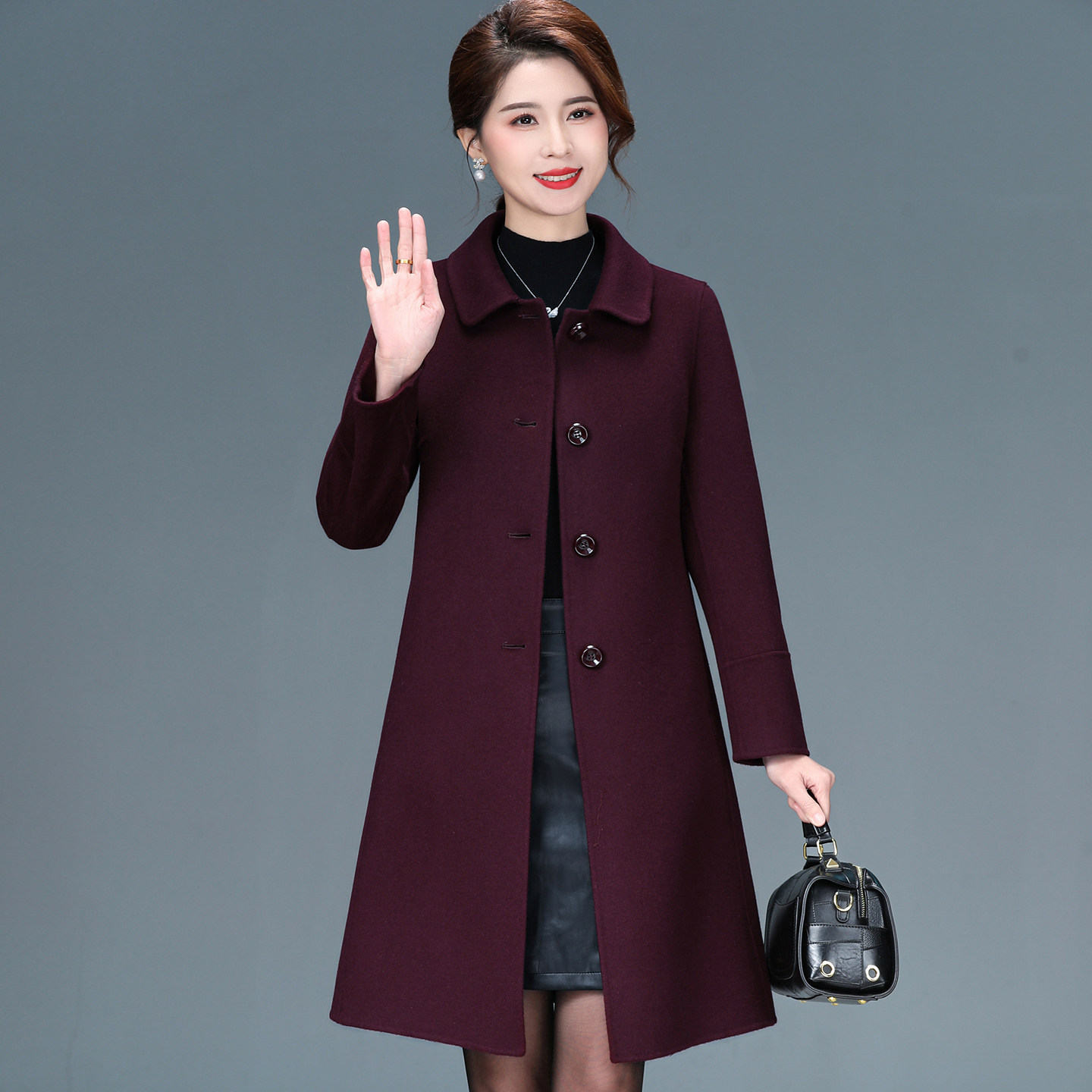 双面呢羊毛大衣女2025秋冬新款修身显瘦中年妈妈装气质羊毛呢外套,女装/女士精品,中老年女装,淘宝优惠券,粉丝福利购,淘宝优惠卷