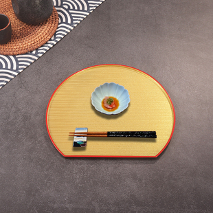 日式 半月形托盘板前料理托盘omakase餐具半圆形托盘创意日料托盘