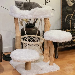 凯瑞实木吊篮猫窝猫爬架猫别墅猫树摇篮猫玩具猫架子猫抓柱猫跳台
