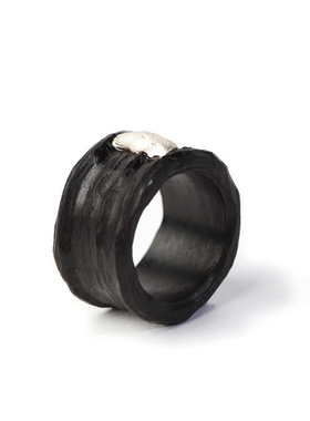 实木银镶嵌雕刻系列戒指中性风