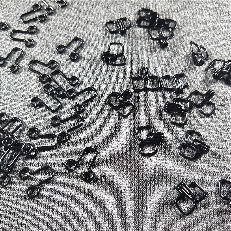 黑色服装对扣包胶勾圈可染色风纪扣金属领勾黑白色乌蝇扣品质现货