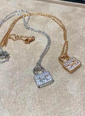 满钻康康包项链女款2025新款925银镀18k玫瑰金轻奢小众高级感颈链