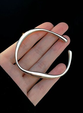 925银不规则流线手镯轻奢高级感小众手链个性简约百搭手环潮ins风