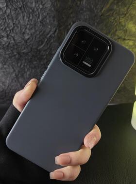 高级水泥灰色适用小米14/13手机壳Xiaomi15Pro超薄磨砂金属镜头框